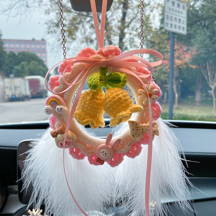 Hand-woven finished lily of the valley flower car pendant car rearview mirror pendant hanging ornament creative car pendant gift