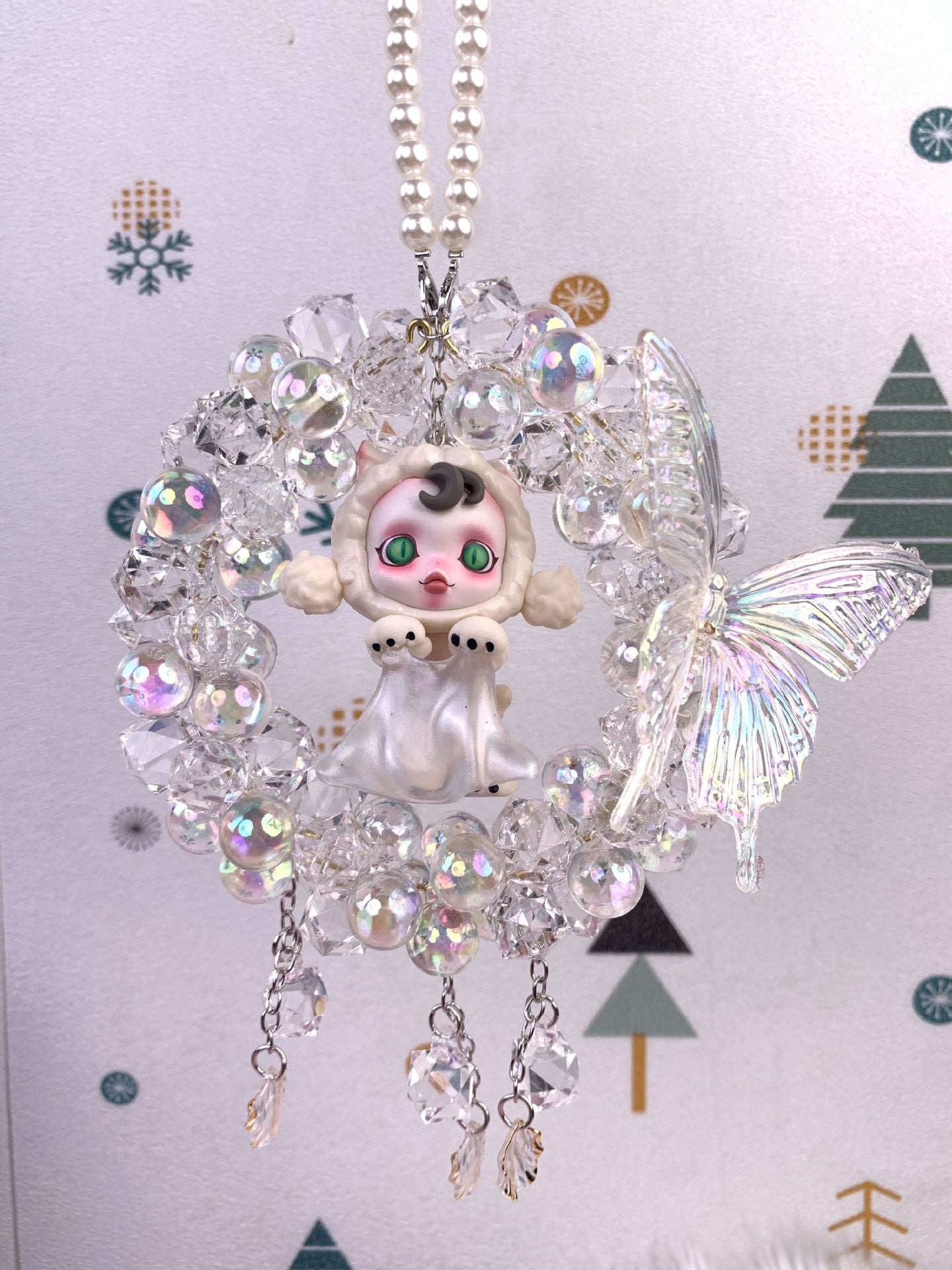 Handmade car trailer with beads pendant diy jewelry cartoon girl cute