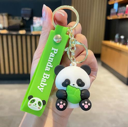 Cute Bamboo Panda Keychain Sichuan Chengdu Giant Panda Bag Doll Cartoon Pendant Doll Machine Small Gift