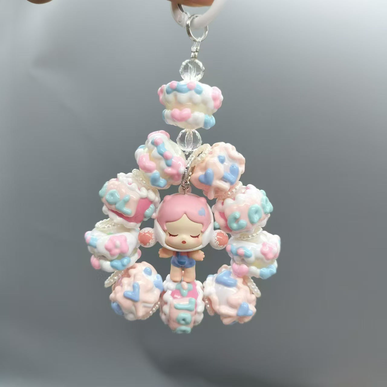 Bubble Mart hand-painted beads mobile phone chain heavy beading