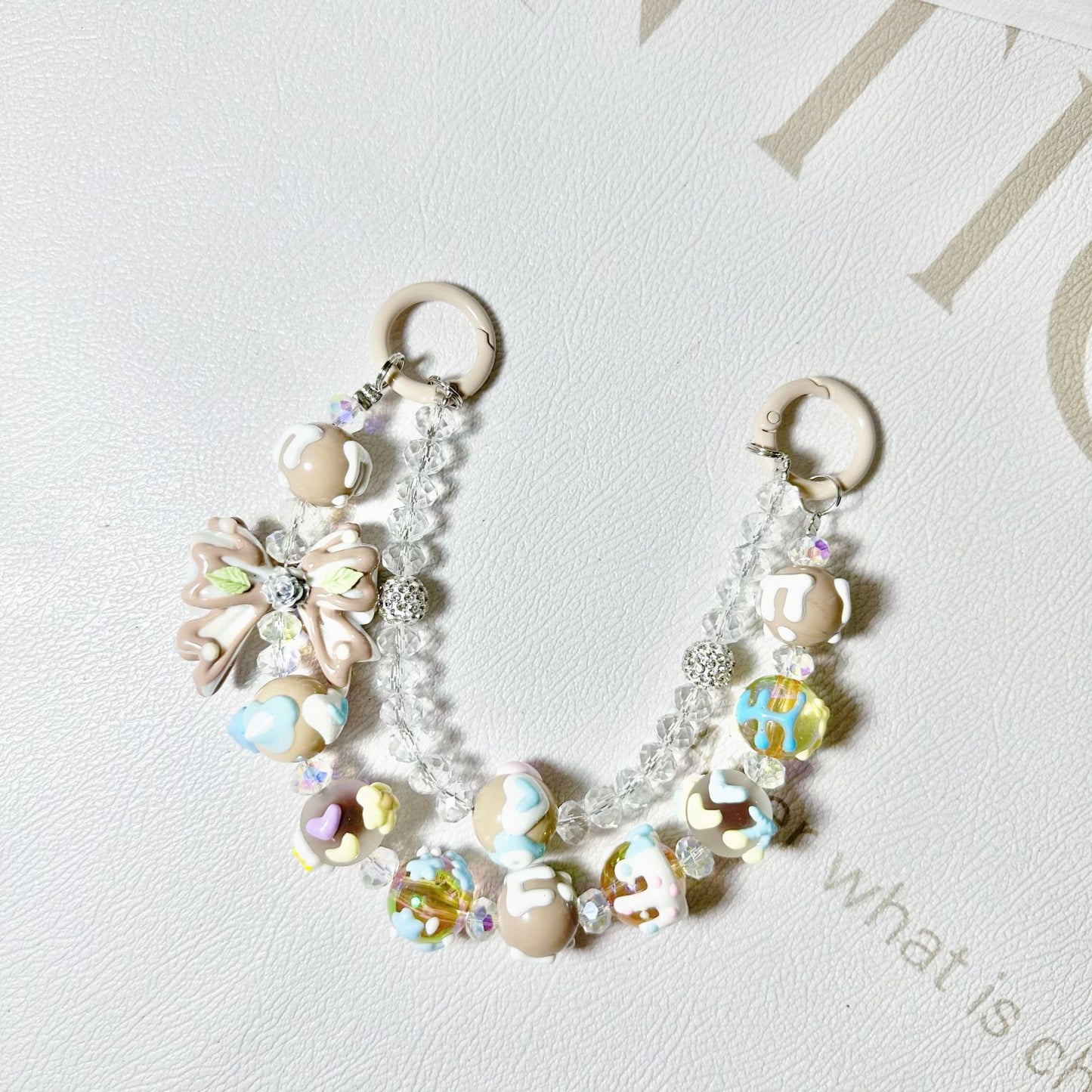 DIY hand-painted beads mobile phone short chain double chain mobile phone back clip chain