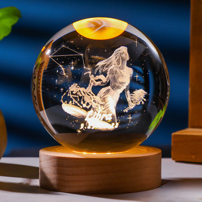 Twelve zodiac signs luminous crystal ball night light ornaments birthday gift crystal ball gift for couples classmates and friends