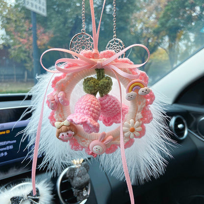 Hand-woven finished lily of the valley flower car pendant car rearview mirror pendant hanging ornament creative car pendant gift