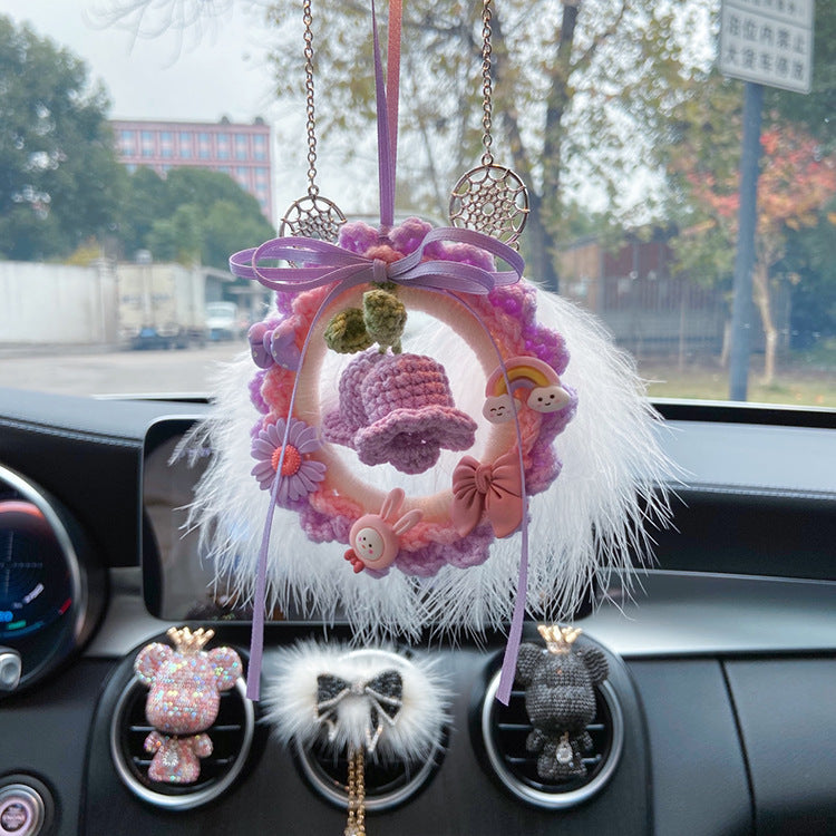 Hand-woven finished lily of the valley flower car pendant car rearview mirror pendant hanging ornament creative car pendant gift