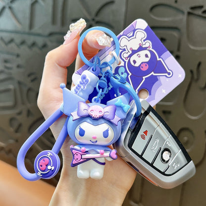 Kuromi Electronic Music Party Keychain Trendy Cute School Bag Pendant