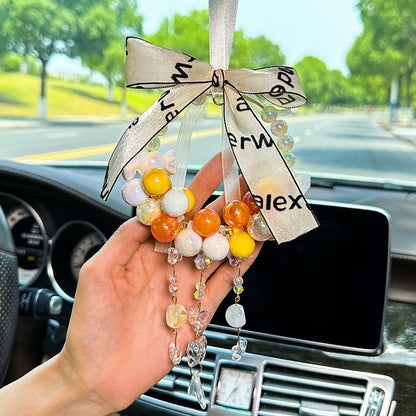 Butterfly pendant car pendant colorful round beads diy beaded car pendant