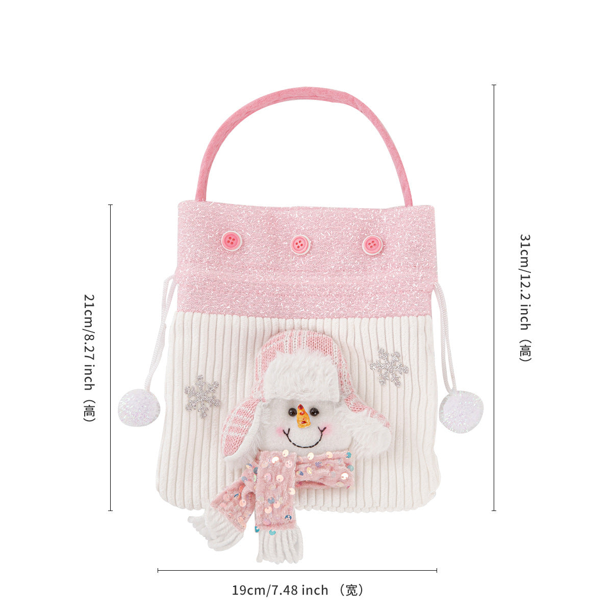 Christmas tote bag, snowman gift bag, scene decoration, candy snack bag