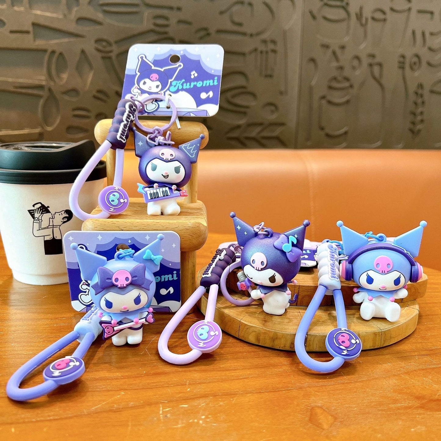 Kuromi Electronic Music Party Keychain Trendy Cute School Bag Pendant