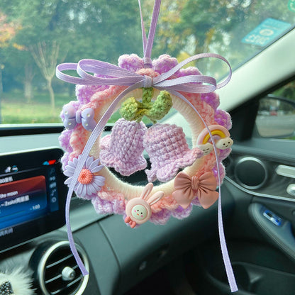 Hand-woven finished lily of the valley flower car pendant car rearview mirror pendant hanging ornament creative car pendant gift