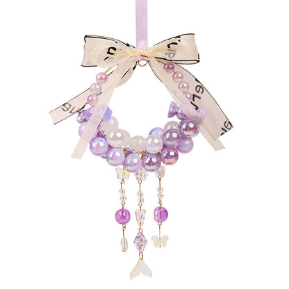Butterfly pendant car pendant colorful round beads diy beaded car pendant