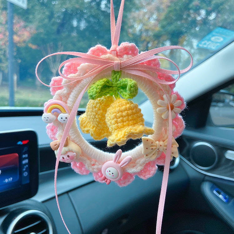 Hand-woven finished lily of the valley flower car pendant car rearview mirror pendant hanging ornament creative car pendant gift