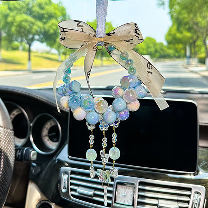 Butterfly pendant car pendant colorful round beads diy beaded car pendant