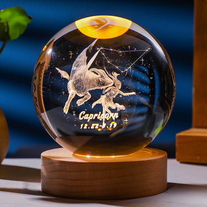 Twelve zodiac signs luminous crystal ball night light ornaments birthday gift crystal ball gift for couples classmates and friends