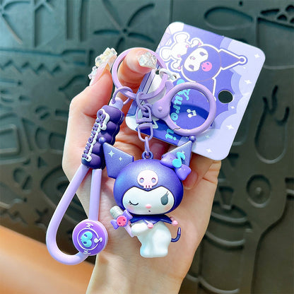 Kuromi Electronic Music Party Keychain Trendy Cute School Bag Pendant