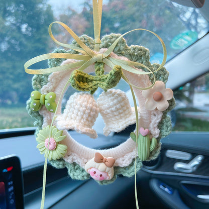 Hand-woven finished lily of the valley flower car pendant car rearview mirror pendant hanging ornament creative car pendant gift
