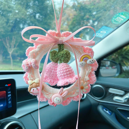Hand-woven finished lily of the valley flower car pendant car rearview mirror pendant hanging ornament creative car pendant gift