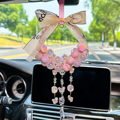 Butterfly pendant car pendant colorful round beads diy beaded car pendant