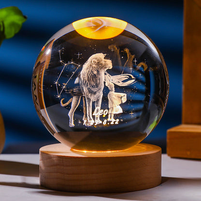 Twelve zodiac signs luminous crystal ball night light ornaments birthday gift crystal ball gift for couples classmates and friends