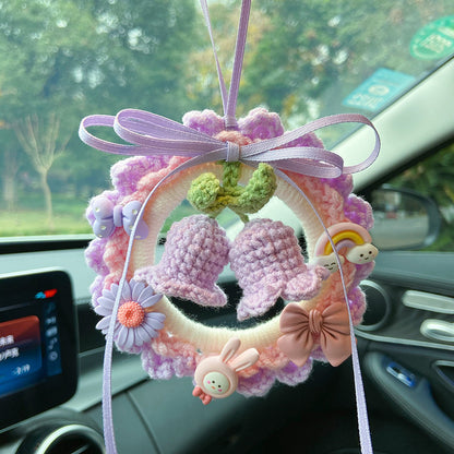 Hand-woven finished lily of the valley flower car pendant car rearview mirror pendant hanging ornament creative car pendant gift