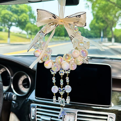 Butterfly pendant car pendant colorful round beads diy beaded car pendant