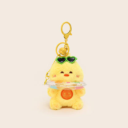 Summer Pool Party Swimming Ring Cream Bear Plush Pendant Creative Swimming Ring Keychain