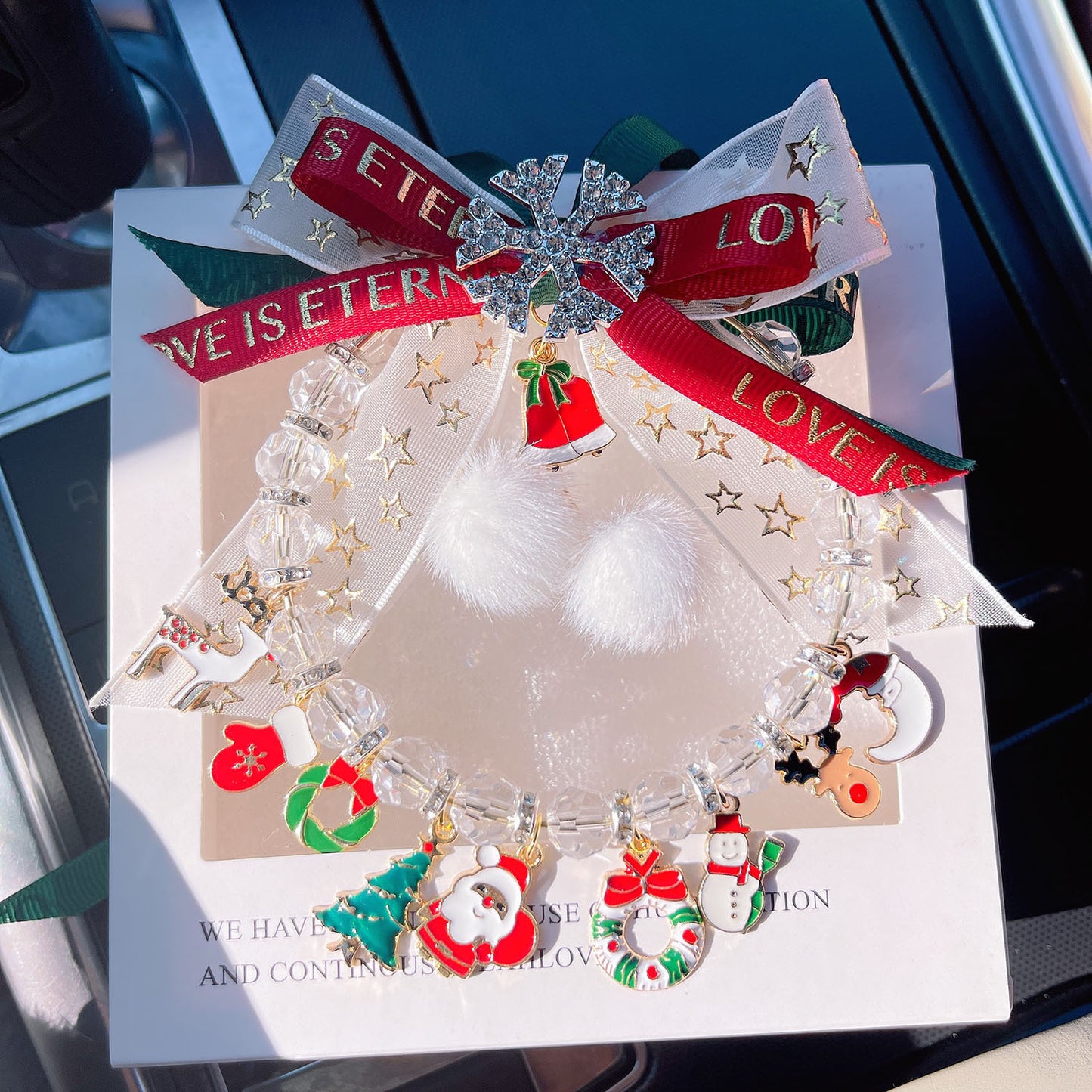 Christmas car pendant snowflake pendant car rearview mirror hanging ornaments for women