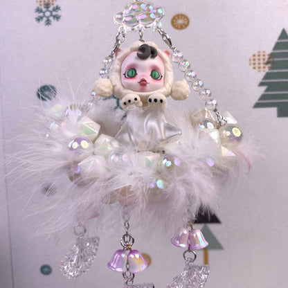 Handmade car trailer with beads pendant diy jewelry cartoon girl cute