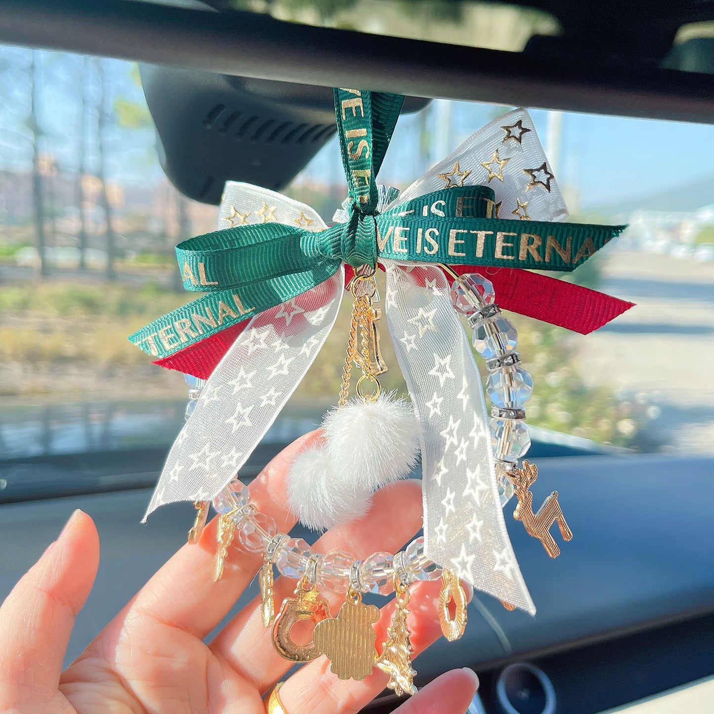 Christmas car pendant snowflake pendant car rearview mirror hanging ornaments for women