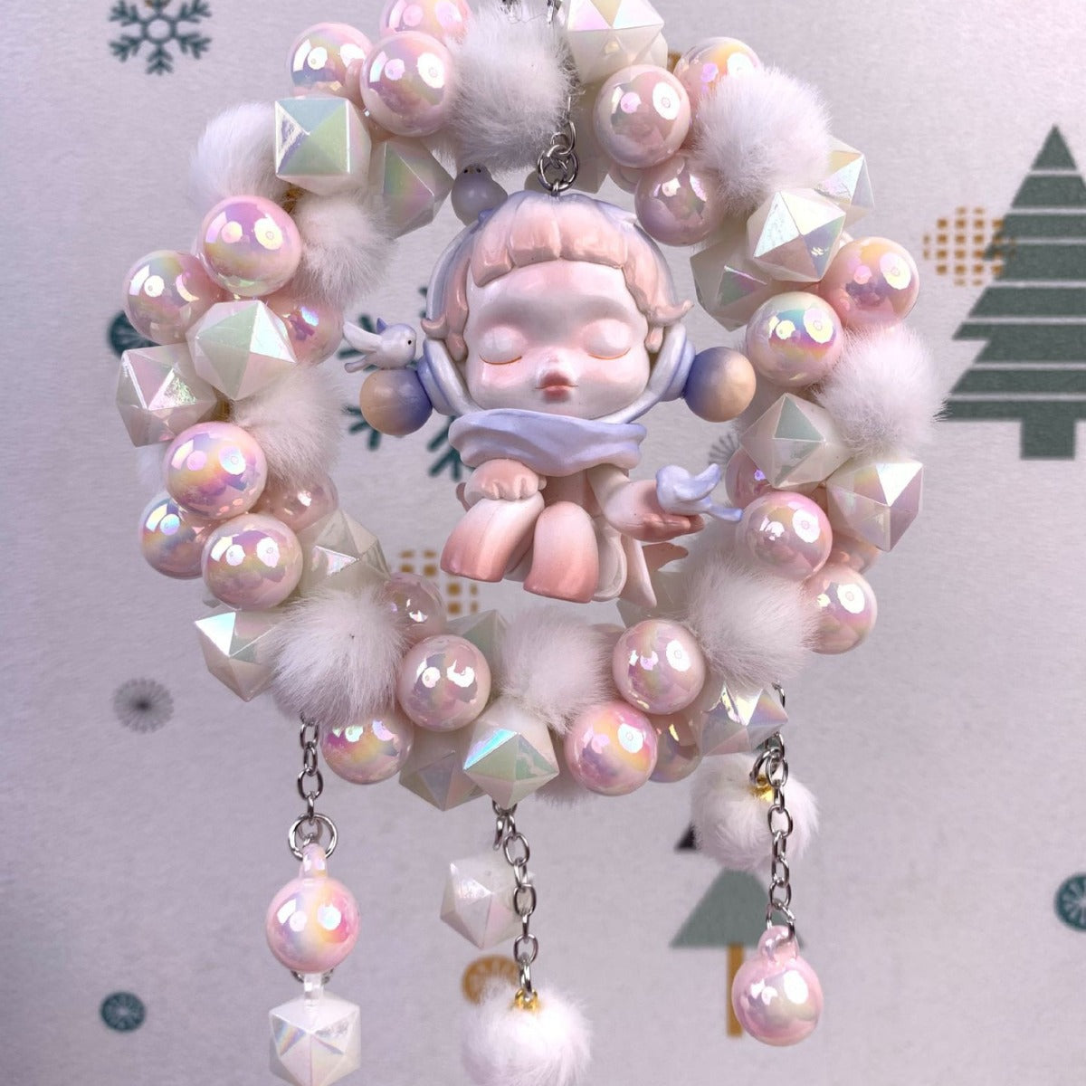 Handmade car trailer with beads pendant diy jewelry cartoon girl cute