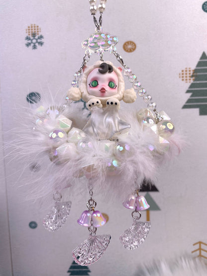Handmade car trailer with beads pendant diy jewelry cartoon girl cute