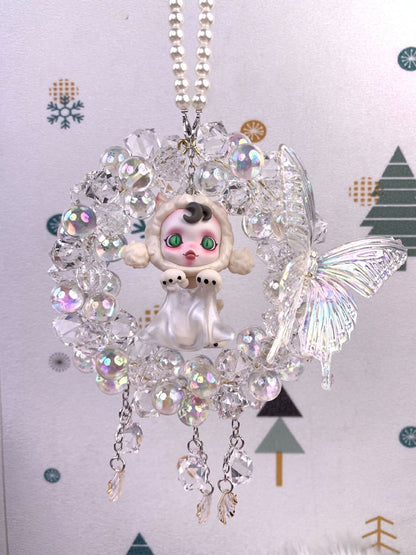 Handmade car trailer with beads pendant diy jewelry cartoon girl cute