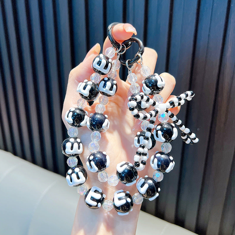 Double chain cake beads beaded mobile phone chain key chain bag pendant car key chain ladies pendant gift