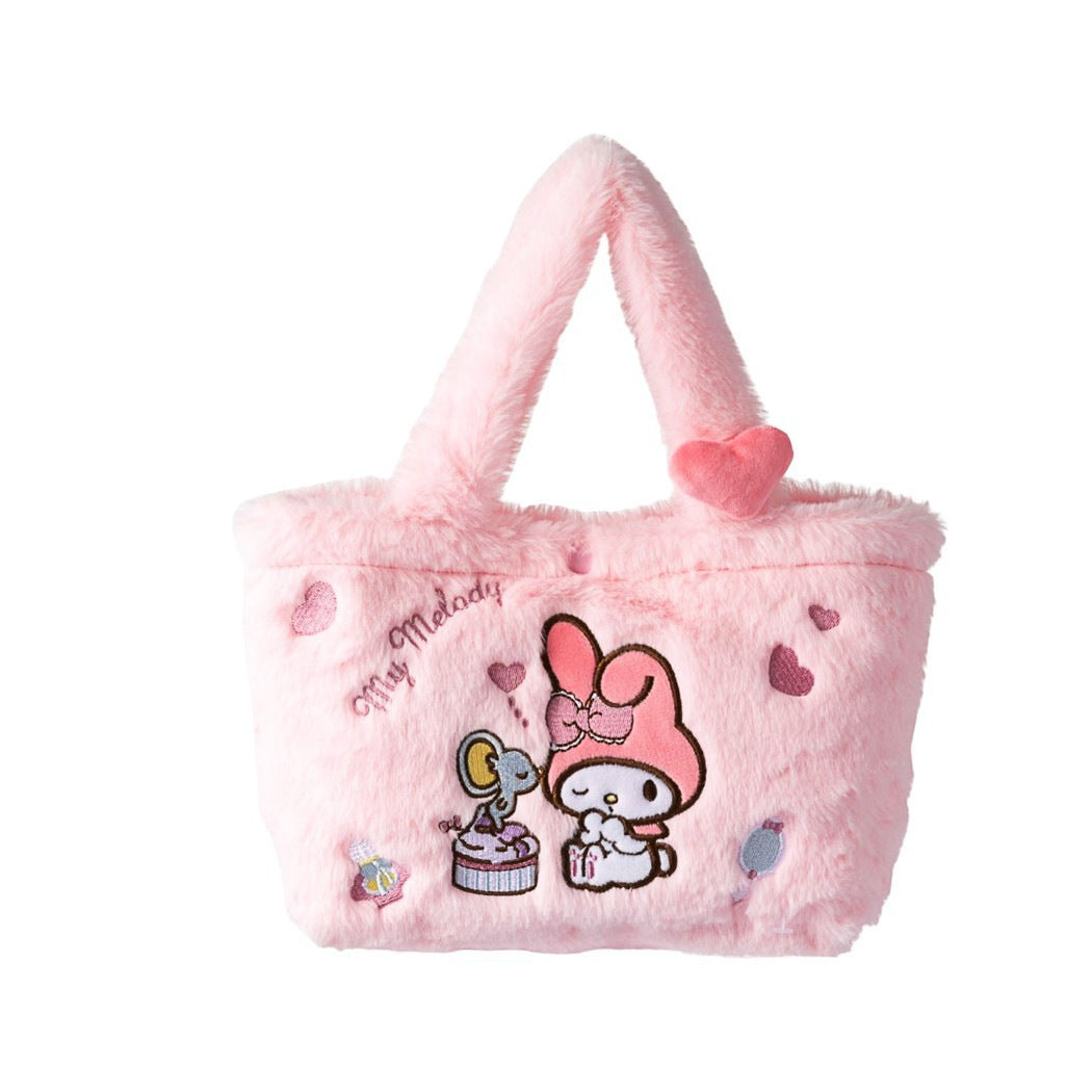 New colorful Sanrio handbag, Cinnamon dog Kurome Melody plush toy backpack, versatile model