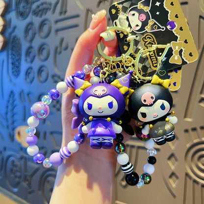 Shining Star Kuromi Keychain Colorful Beaded Bracelet Couple Bag Pendant Small Gift
