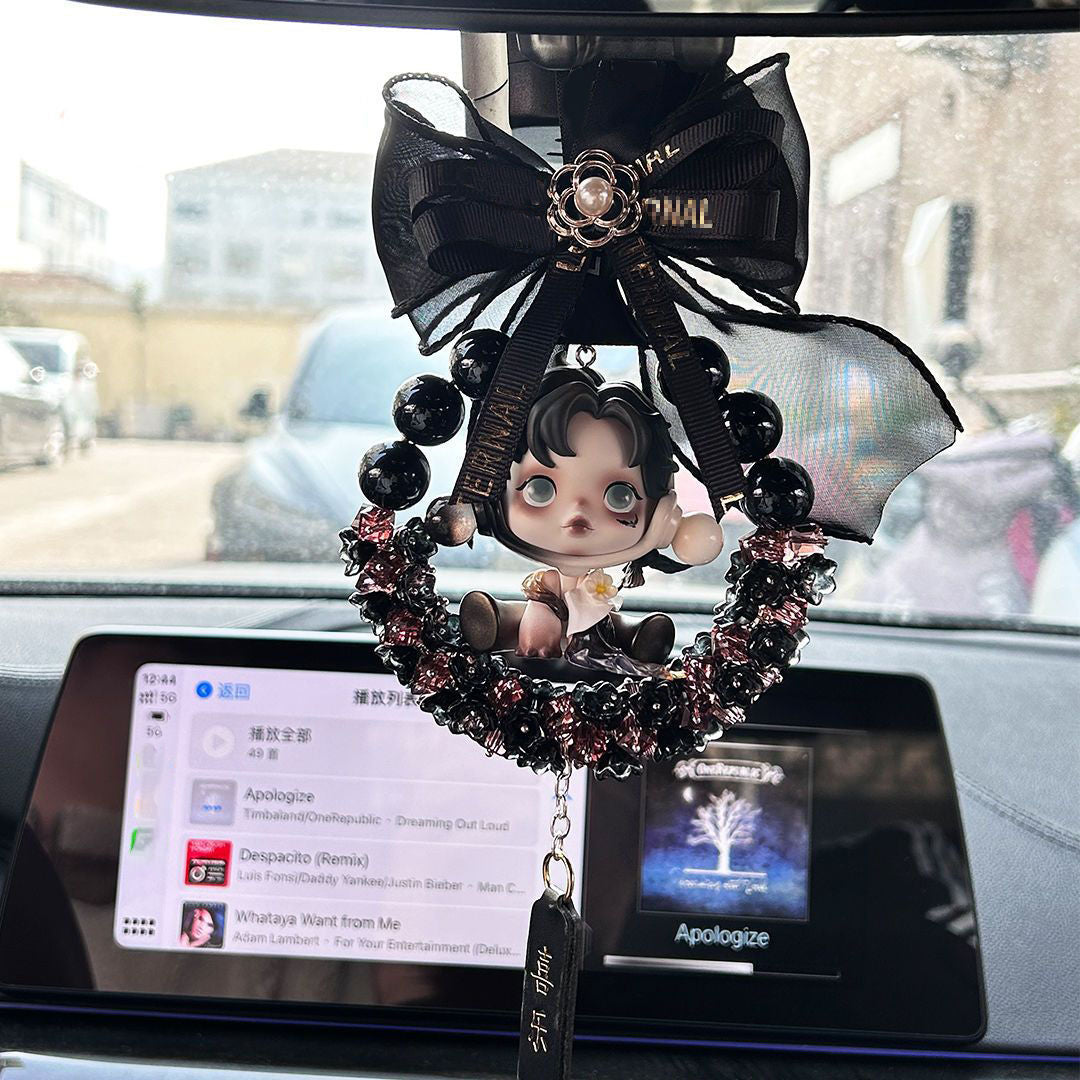 Light luxury Bubble Mart car hanging interior rearview mirror car pendant car decoration gift to girlfriend bestie crystal car