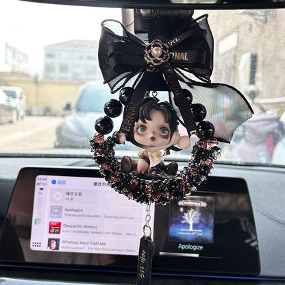 Light luxury Bubble Mart car hanging interior rearview mirror car pendant car decoration gift to girlfriend bestie crystal car