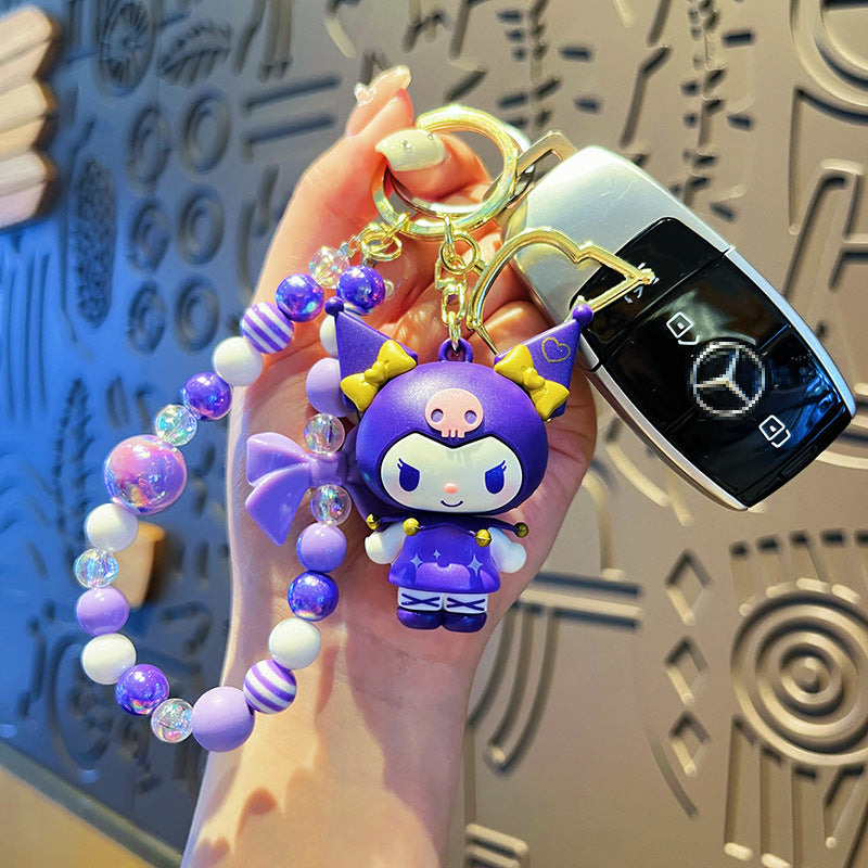 Shining Star Kuromi Keychain Colorful Beaded Bracelet Couple Bag Pendant Small Gift