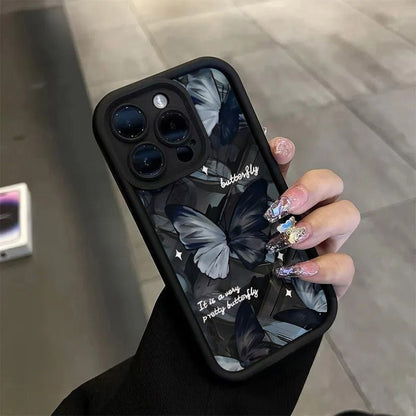 Suitable for iPhone15 14 13ProMax anti-fall dark soft shell butterfly