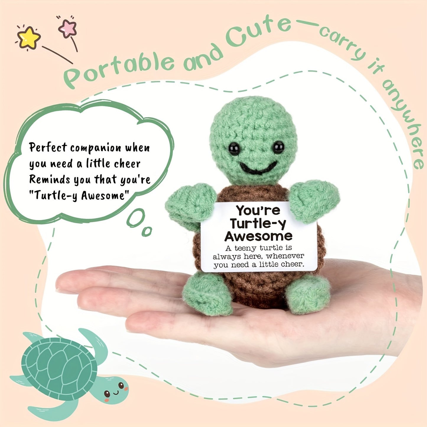 Handmade wool crocheted positive animal turtle handknitted doll TURTLEY AWESOME