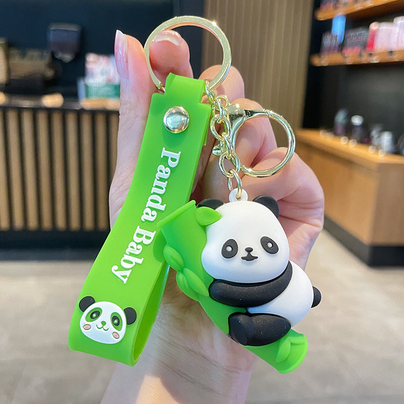 Cute Bamboo Panda Keychain Sichuan Chengdu Giant Panda Bag Doll Cartoon Pendant Doll Machine Small Gift
