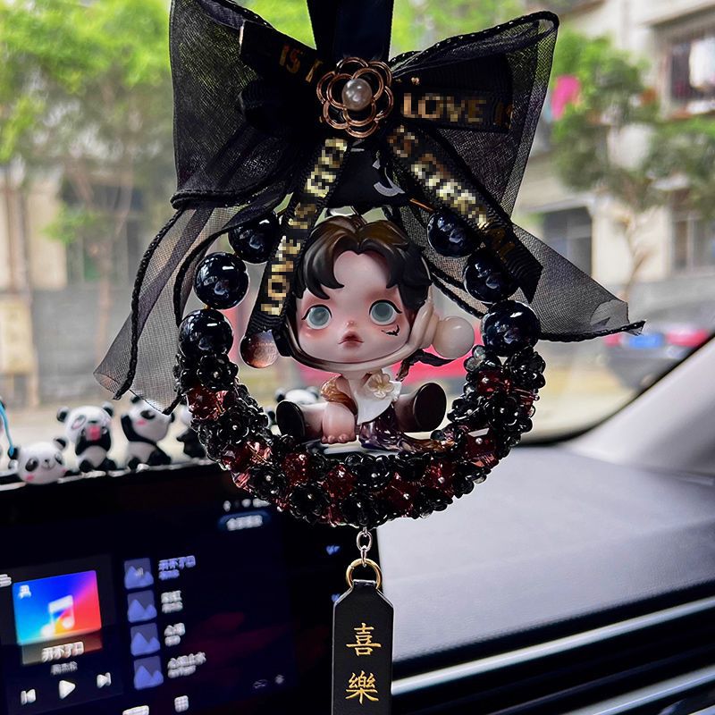 Light luxury Bubble Mart car hanging interior rearview mirror car pendant car decoration gift to girlfriend bestie crystal car