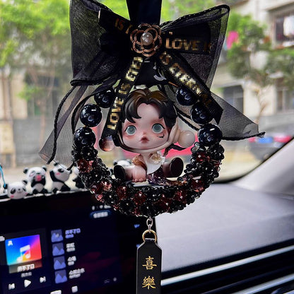 Light luxury Bubble Mart car hanging interior rearview mirror car pendant car decoration gift to girlfriend bestie crystal car