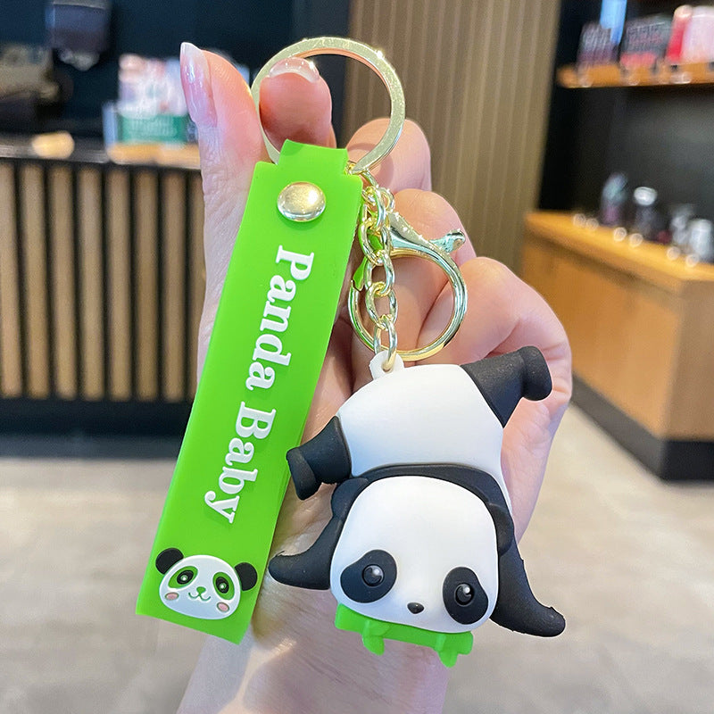 Cute Bamboo Panda Keychain Sichuan Chengdu Giant Panda Bag Doll Cartoon Pendant Doll Machine Small Gift