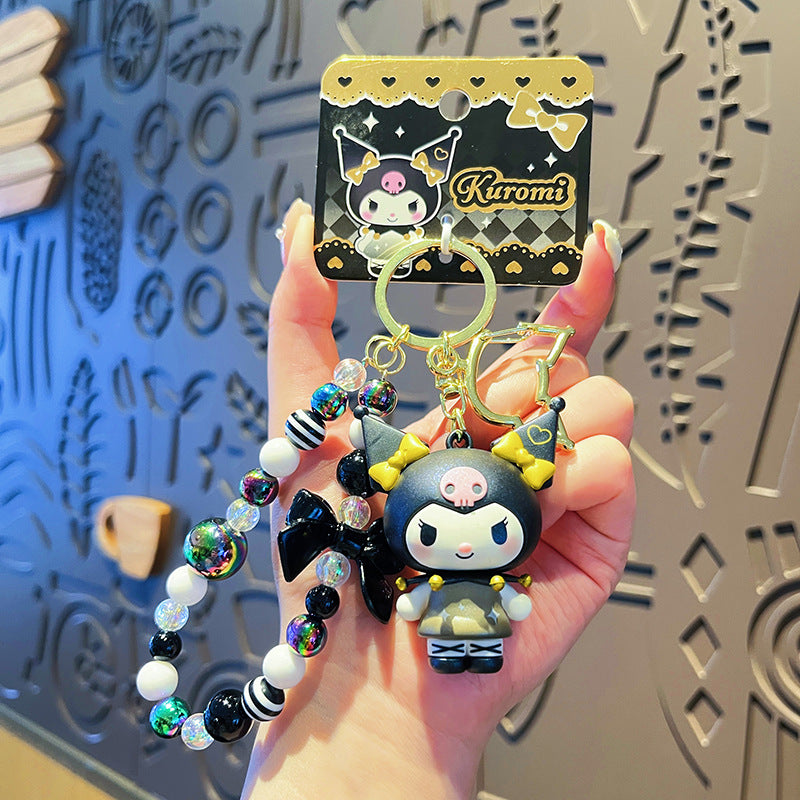 Shining Star Kuromi Keychain Colorful Beaded Bracelet Couple Bag Pendant Small Gift