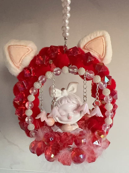 Car trailer, car accessories, rear view mirror decoration, heavy industry table setting, bubble Mart fur ball, cat ears car hanger