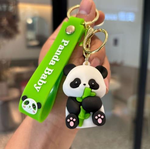 Cute Bamboo Panda Keychain Sichuan Chengdu Giant Panda Bag Doll Cartoon Pendant Doll Machine Small Gift