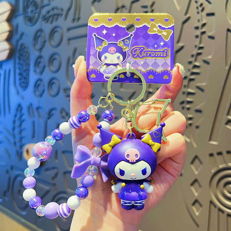 Shining Star Kuromi Keychain Colorful Beaded Bracelet Couple Bag Pendant Small Gift