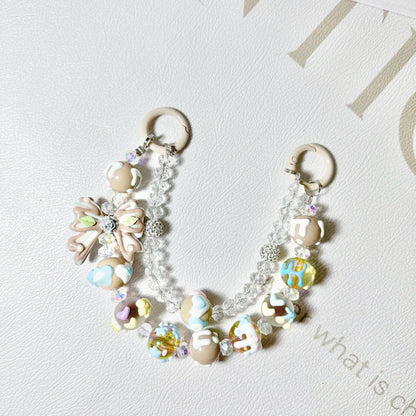 DIY hand-painted beads mobile phone short chain double chain mobile phone back clip chain