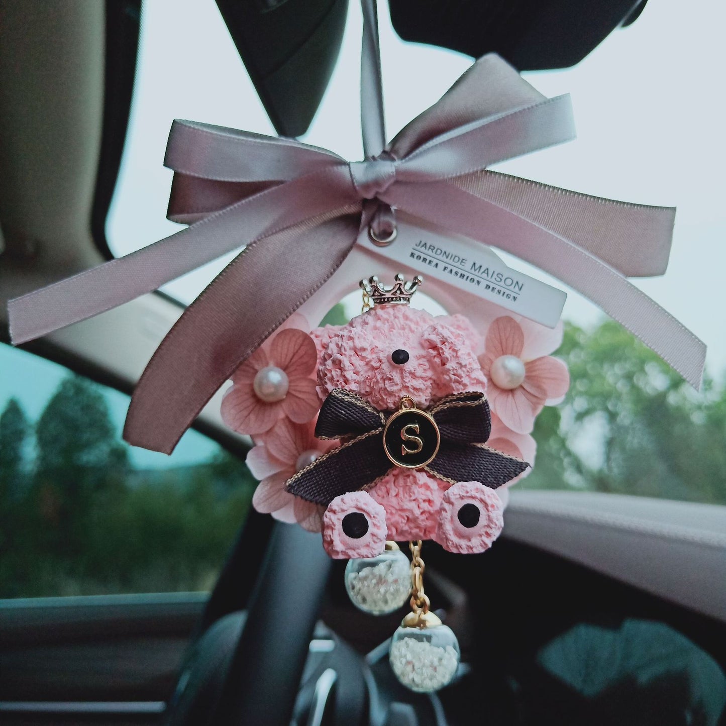 Teddy Bear Garland Pendant Preserved Flower Decoration Aromatherapy Stone