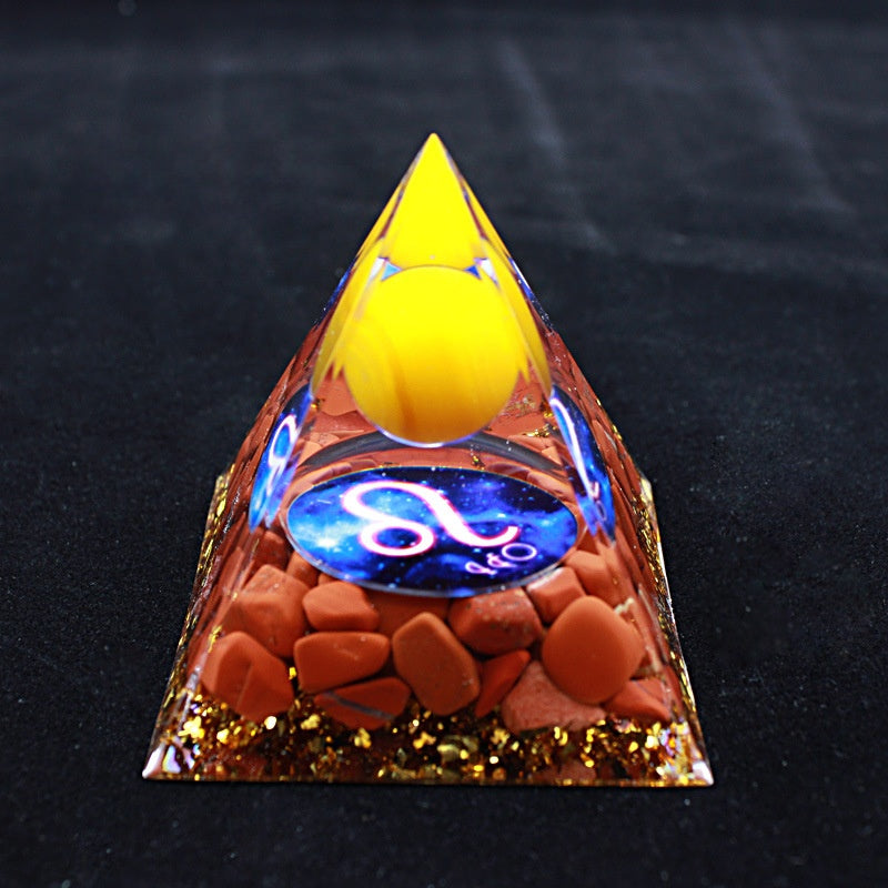 Luminous version Twelve constellations acrylic resin crystal pyramid desktop car handmade ornaments